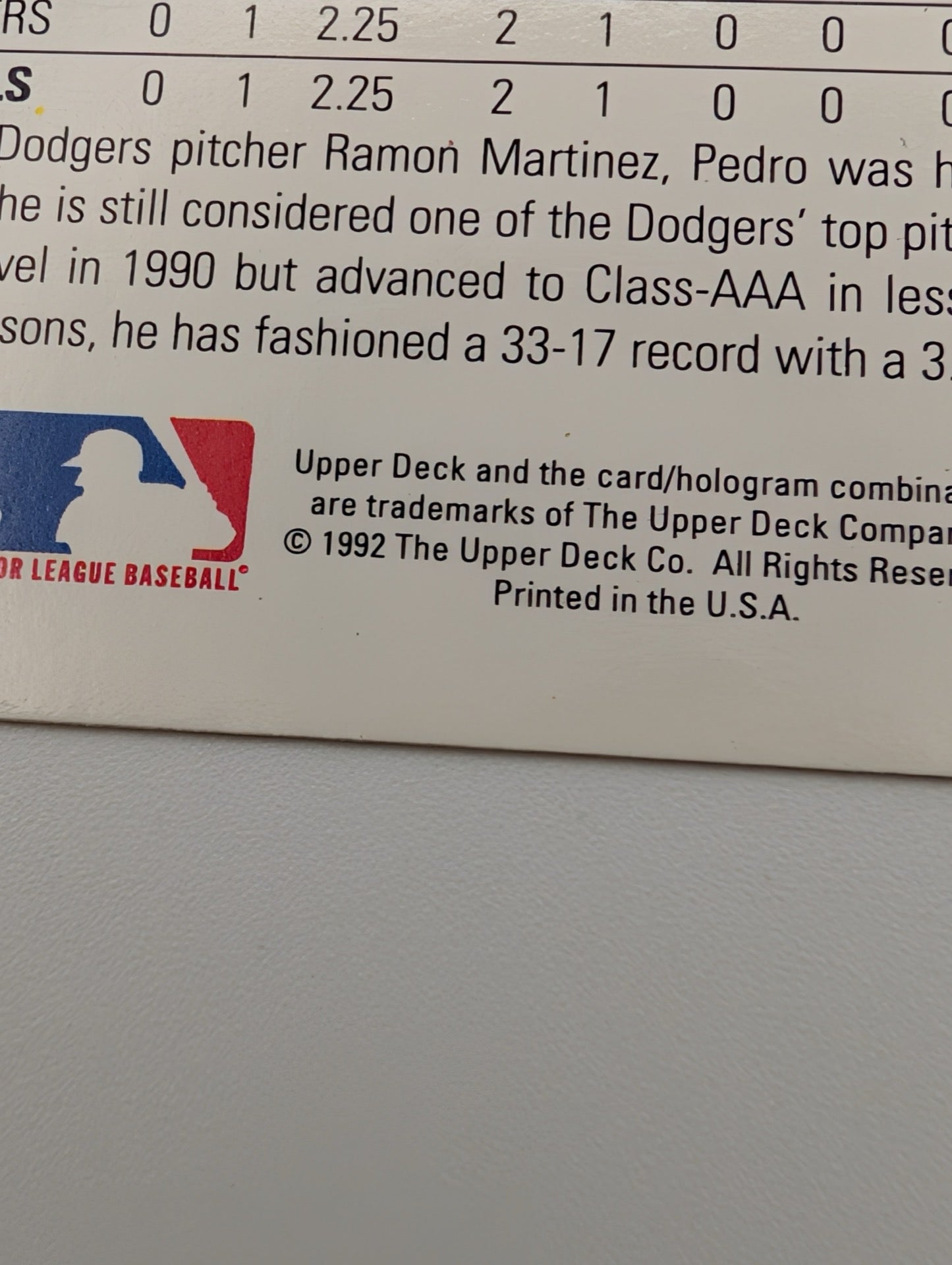 Close up of 1993 Upper Deck hologram