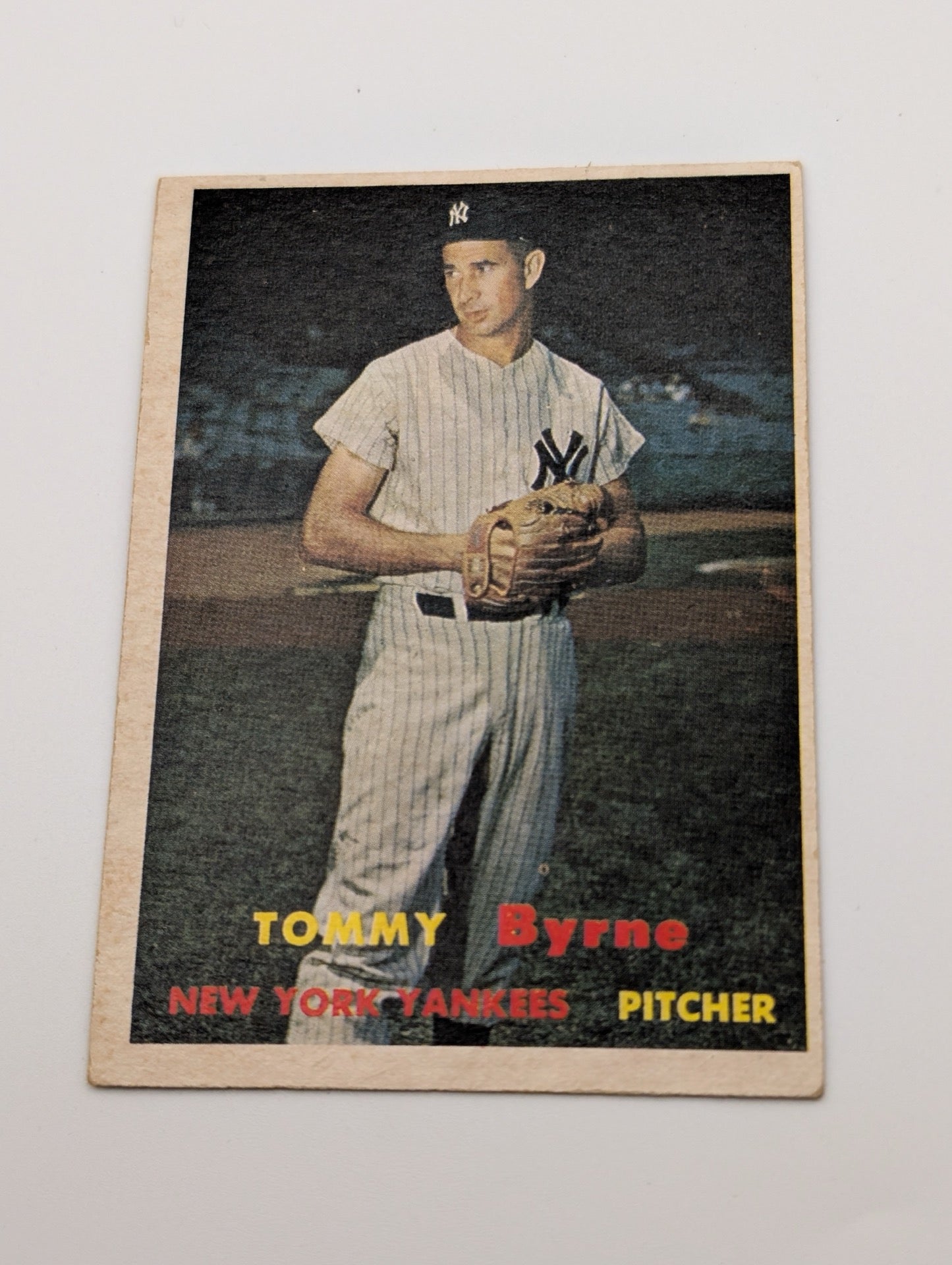 Front of 1957 Topps Tommy Byrne #108 baseball card
