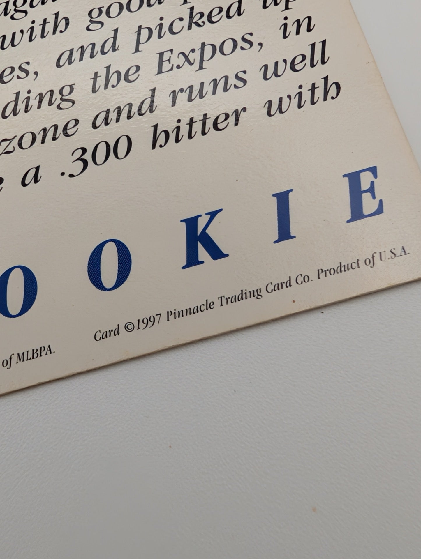Close up of 1997 Score Pinnacle copyright