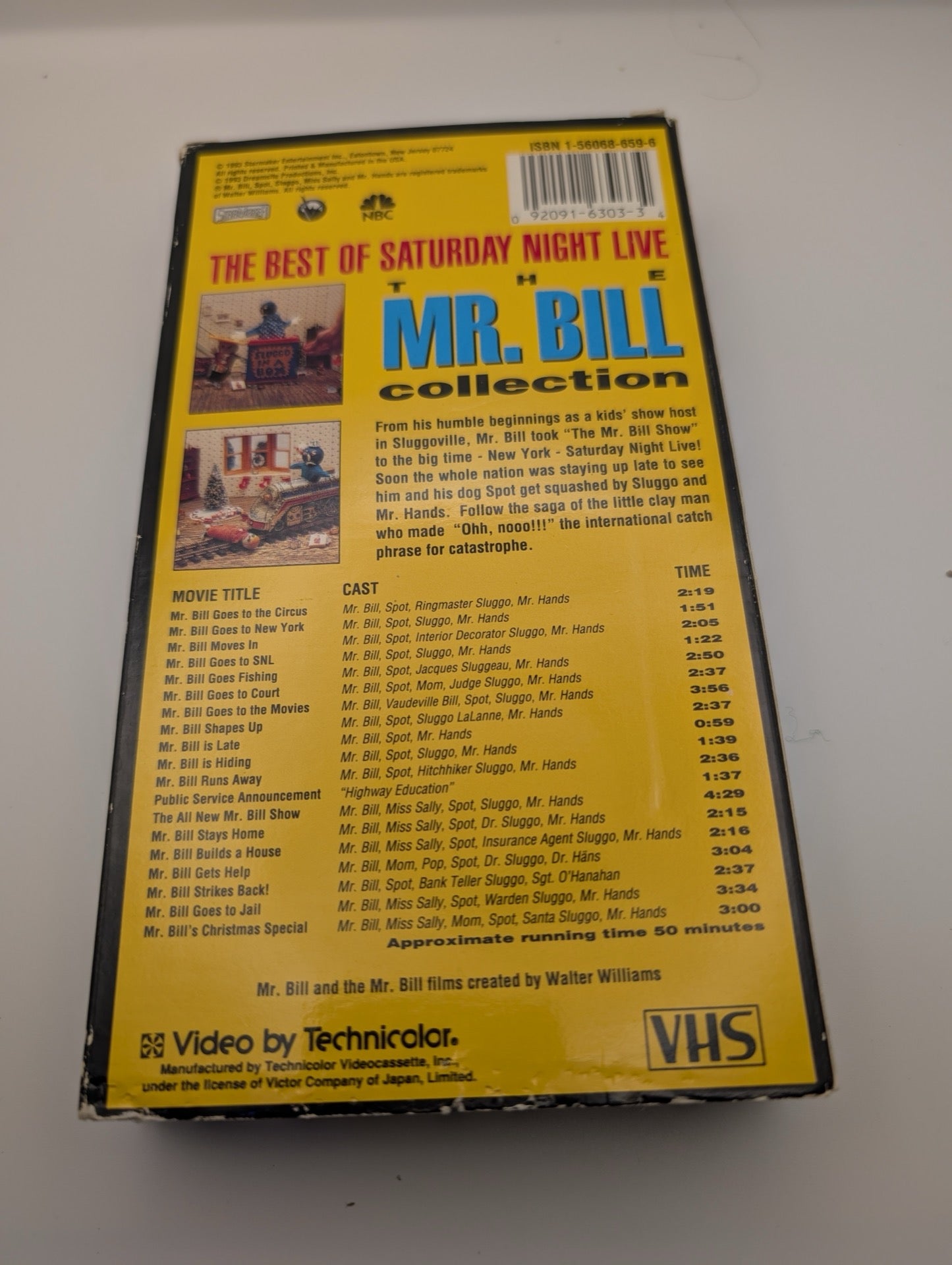 Back cover of Mr. Bill VHS