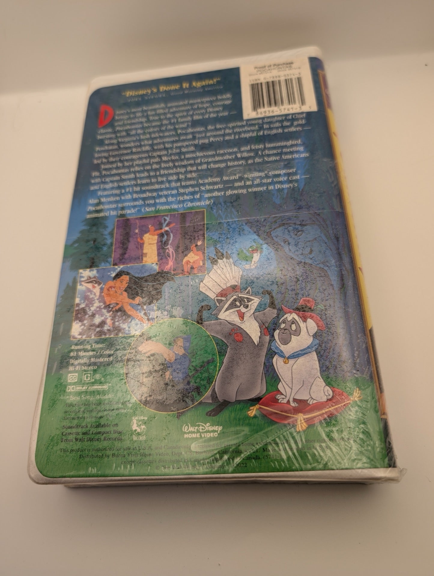 Back cover of sealed Pocahontas VHS