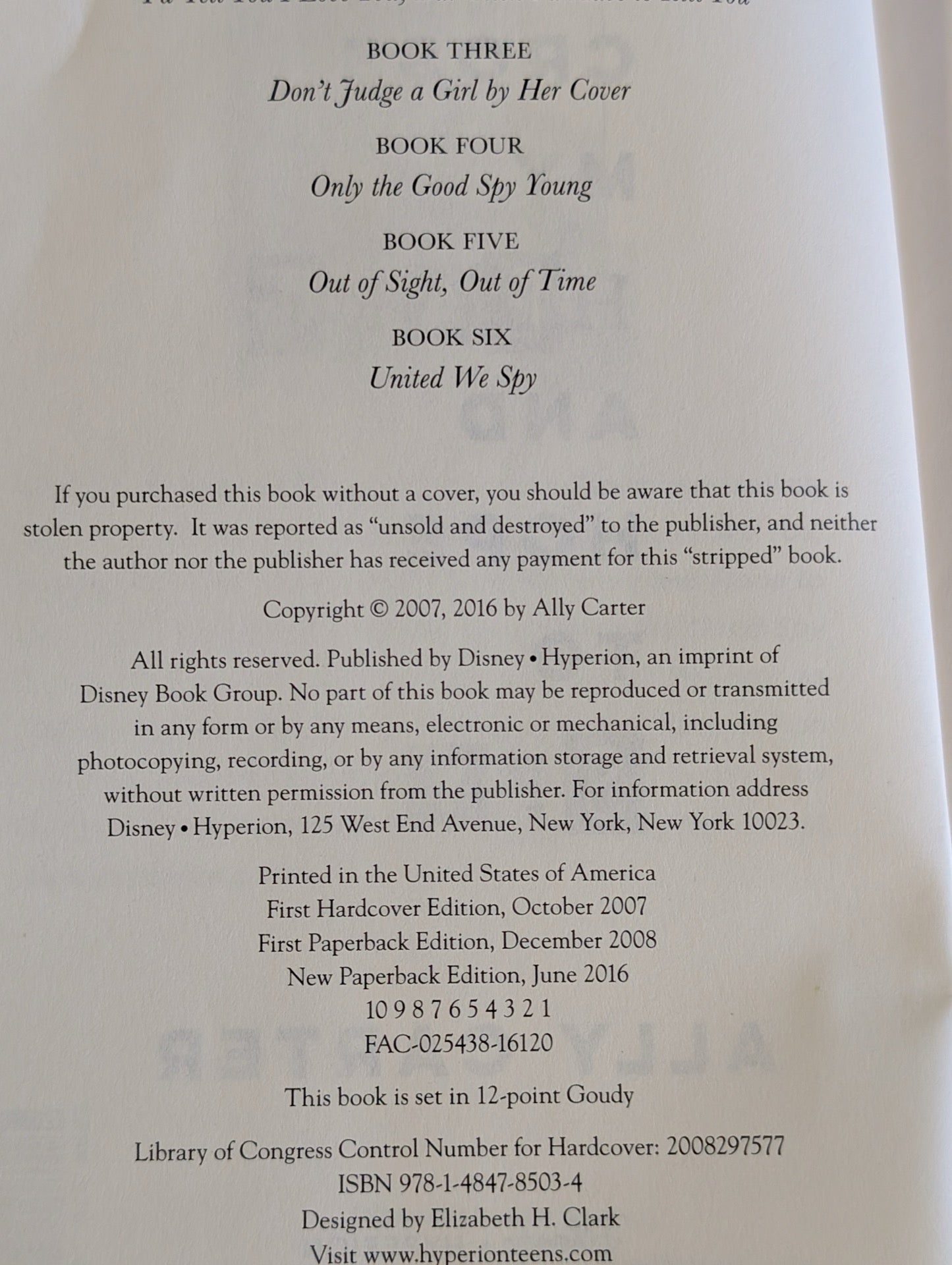 Copyright page showing 2016 paperback edition
