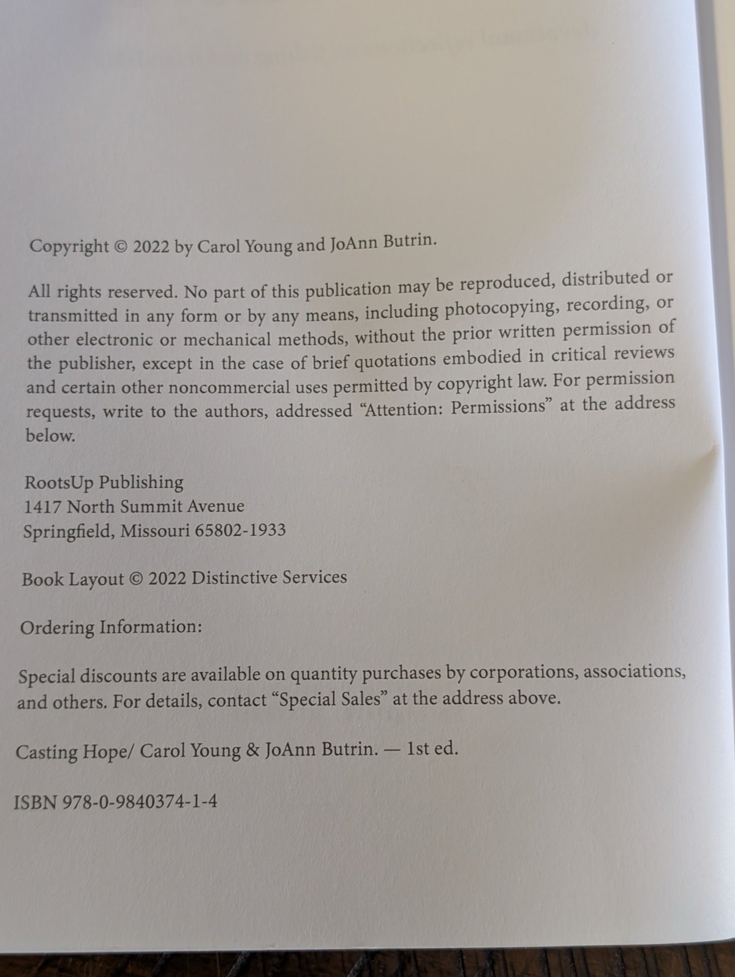 Copyright page showing 2022 publication