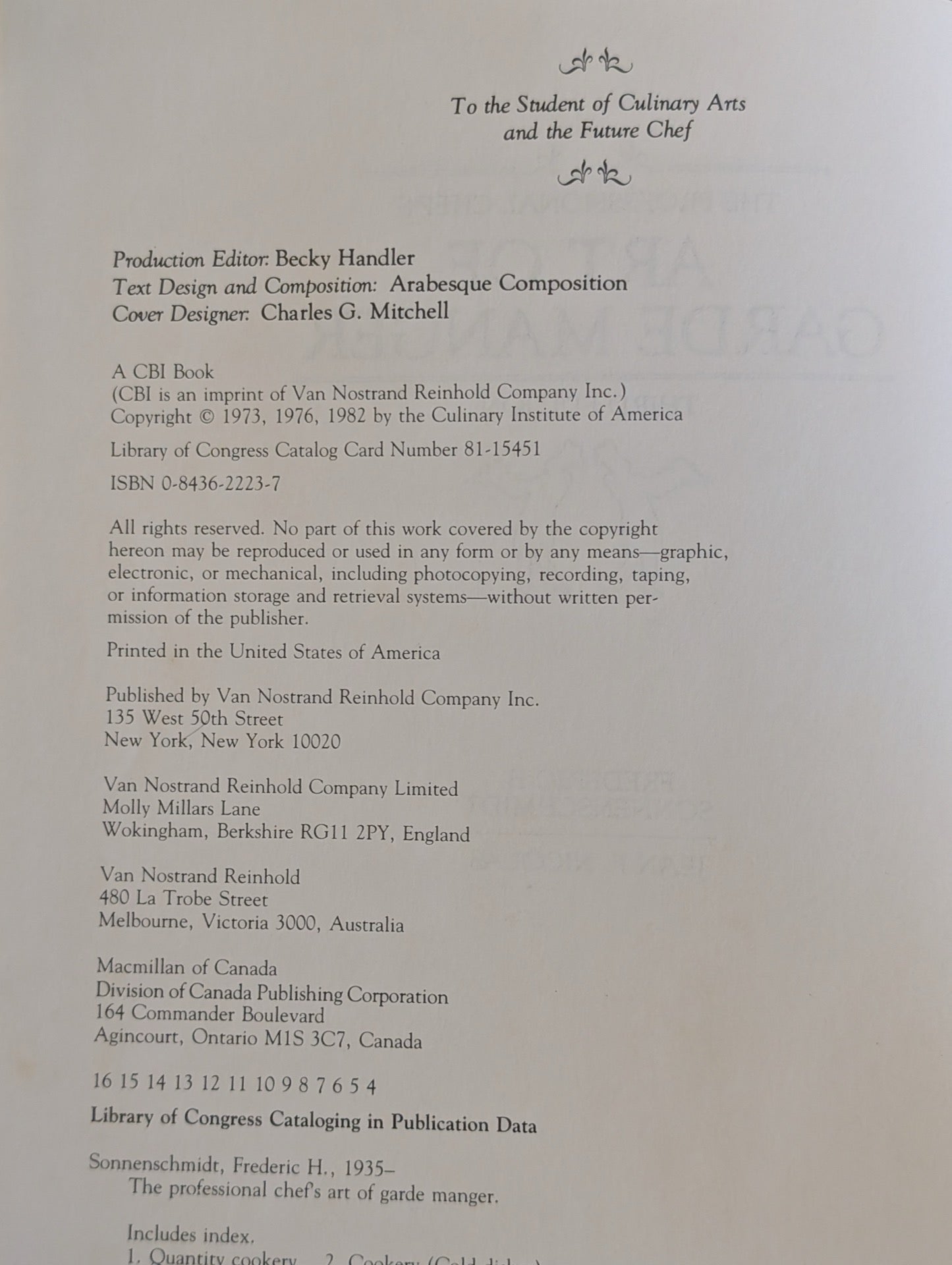 Copyright page showing 1982