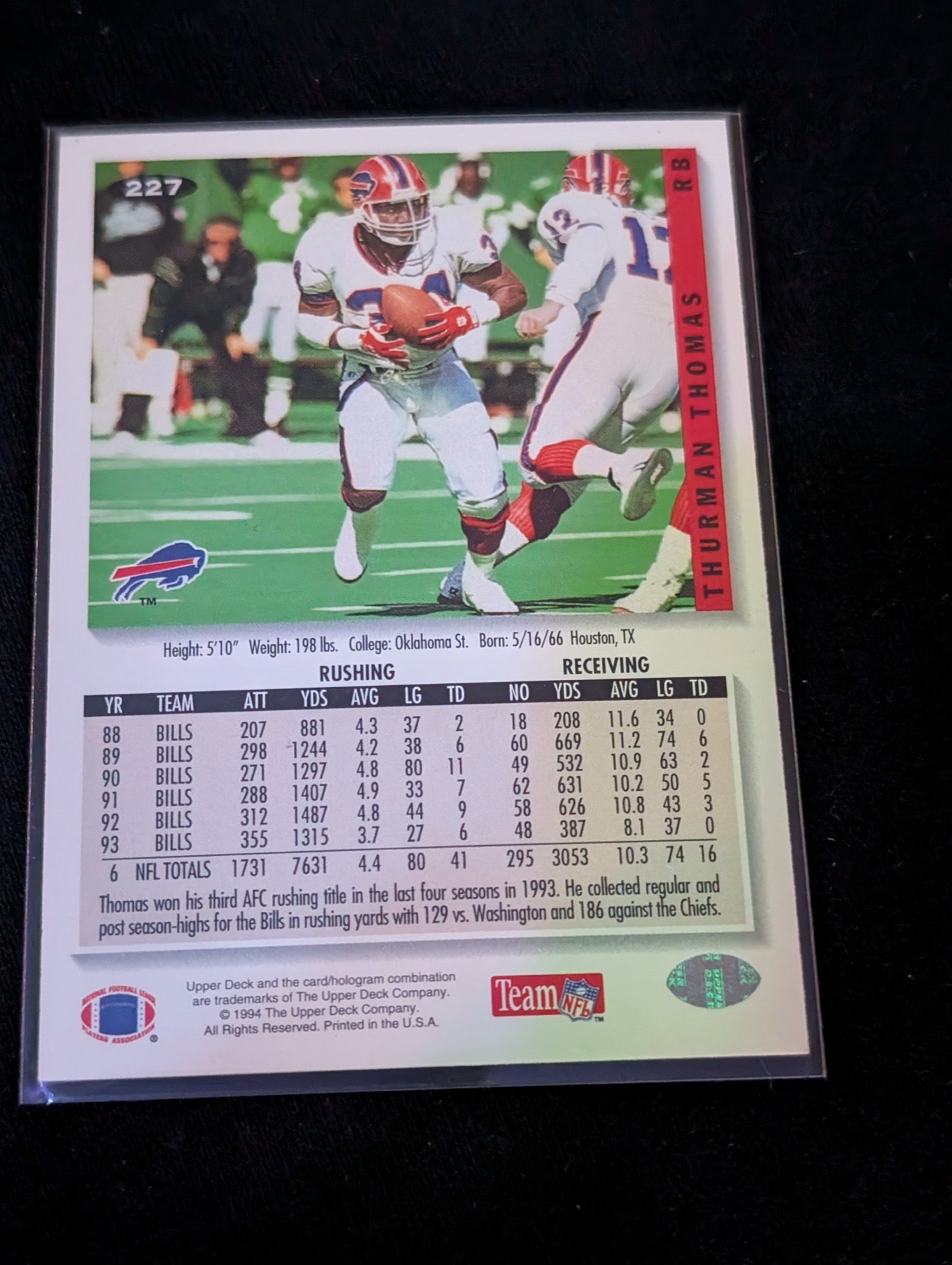 Thurman Thomas HOF Bills Legend Lot (7) 90s Topps Pro Set UD Inserts MVP