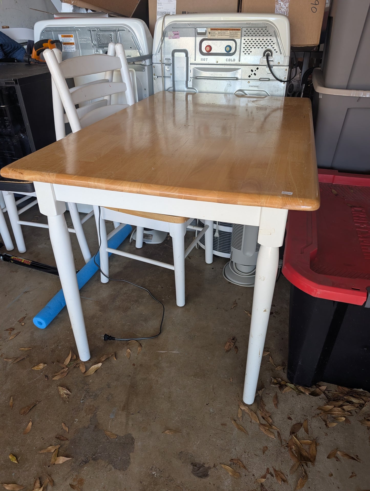 Farmhouse dining table with three chairs