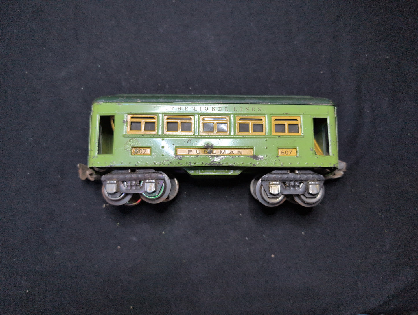 Lionel Pre-war O-Gauge #607 Pullman Car Green Tinplate w/ Box (Player Grade)