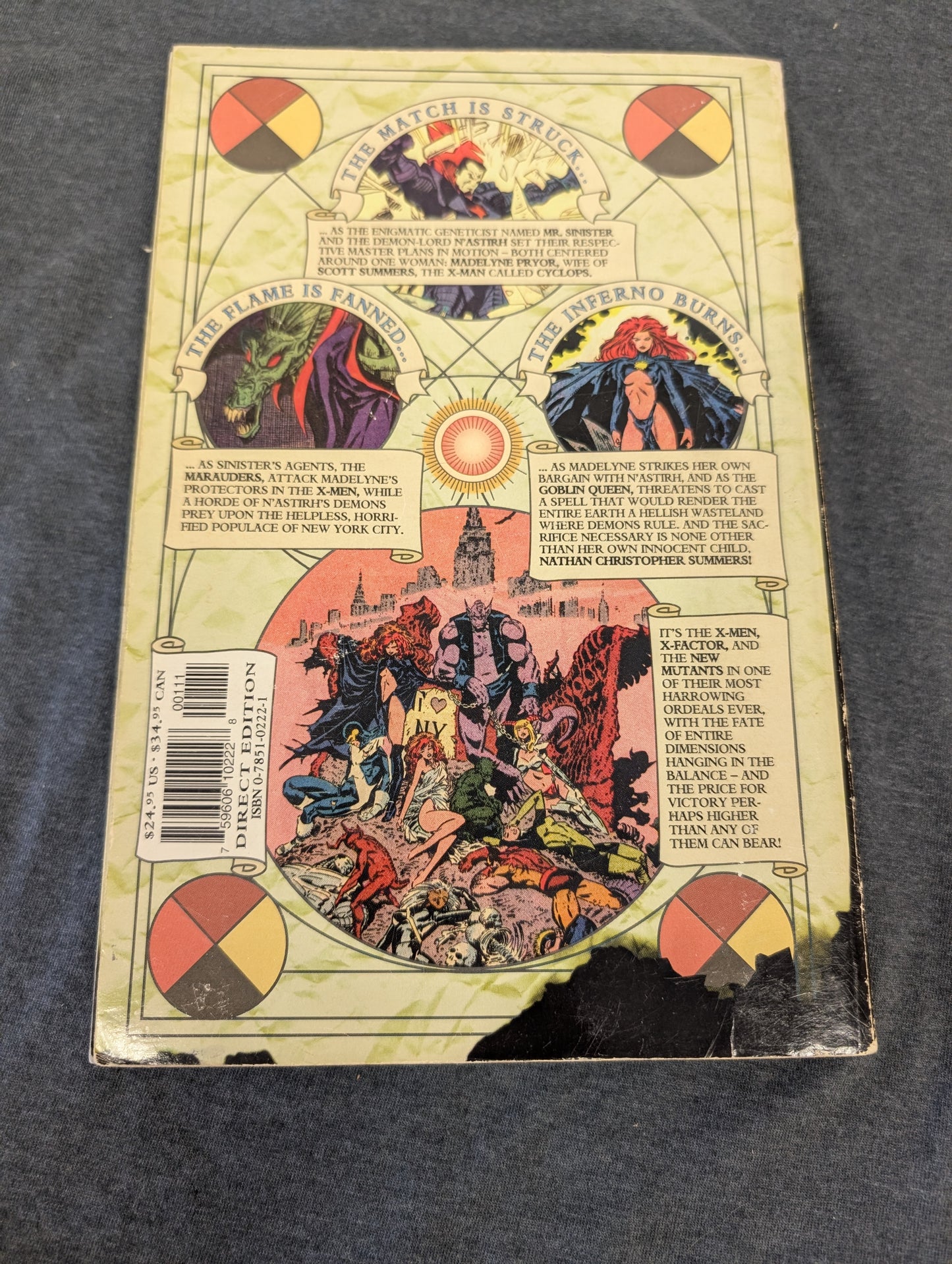 X-Men Inferno Trade Paperback Graphic Novel Spine View Marvel Comics - missing cover