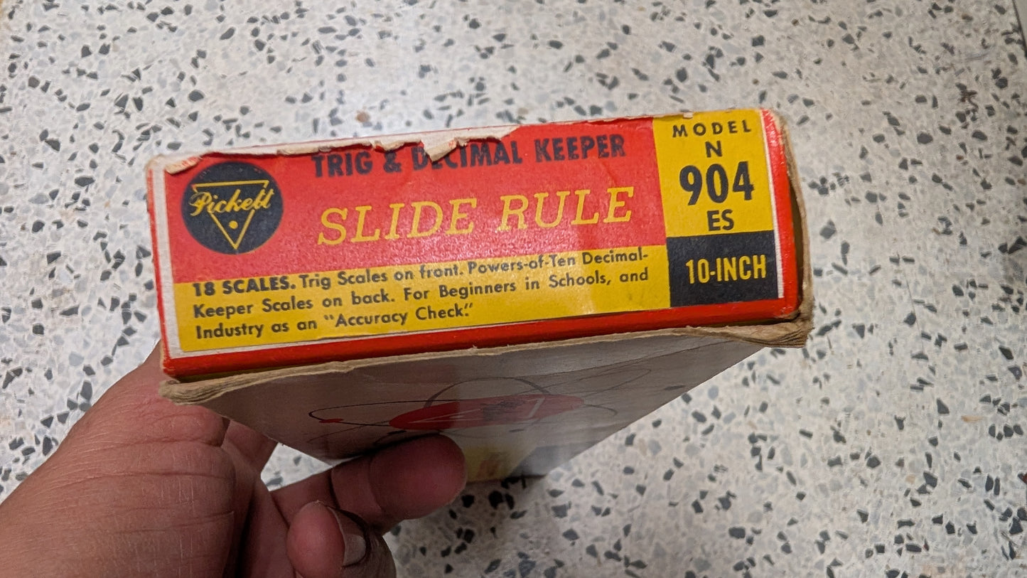 Pickett Model N904 ES 10" Slide Rule Early 60's Excellent w/Inst, Case, Paperwork