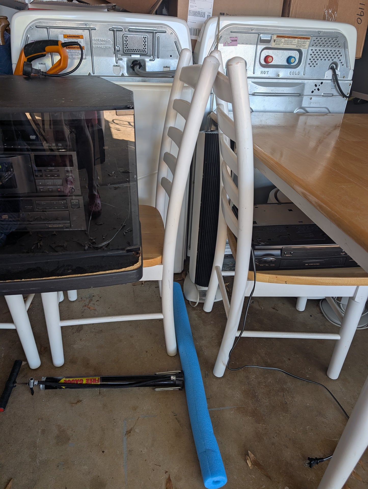 Farmhouse dining table with three chairs